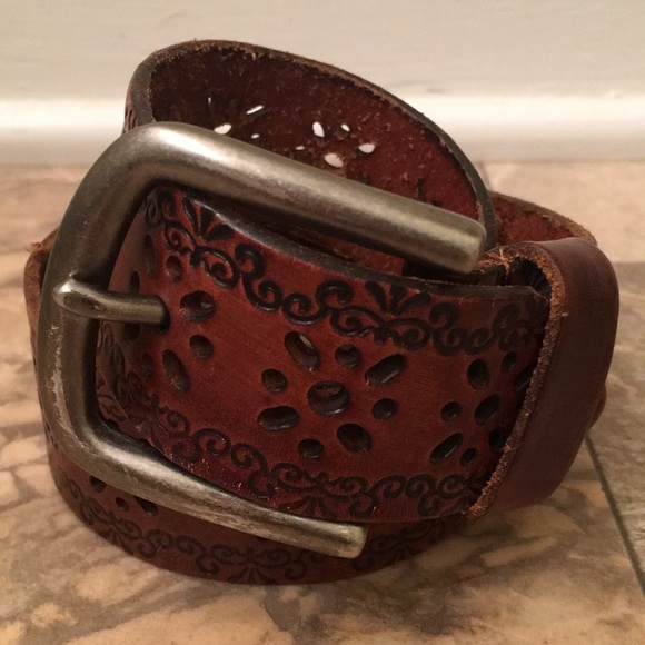 Aeropostale Accessories - Dark Brown Boho Gypsy Tribal Print Leather Belt